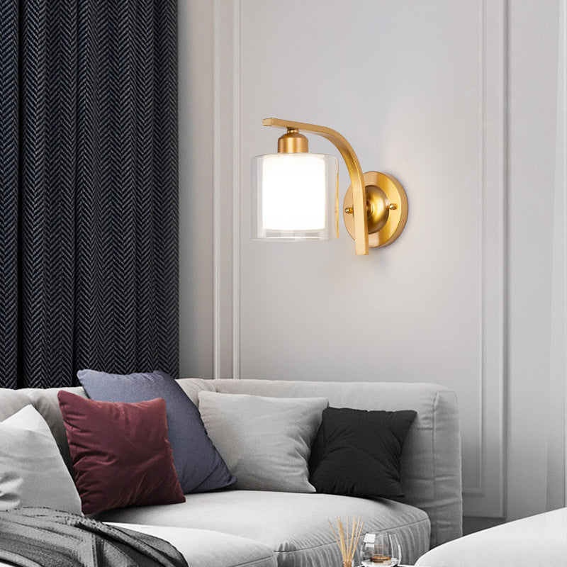 Hedendaagse stijl cilinder wand gemonteerd lichtglas 1 licht wandlamp barmonus