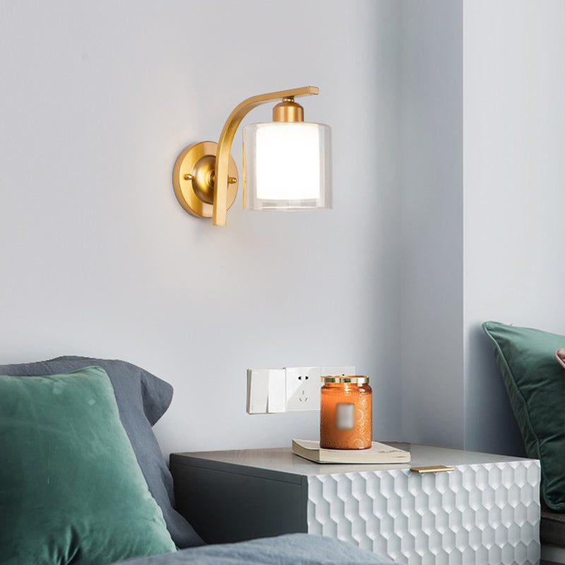 Hedendaagse stijl cilinder wand gemonteerd lichtglas 1 licht wandlamp barmonus