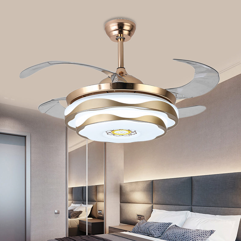Metall Gold Anhänger Lüfterlampe kreisförmige LED 42 "breit modern