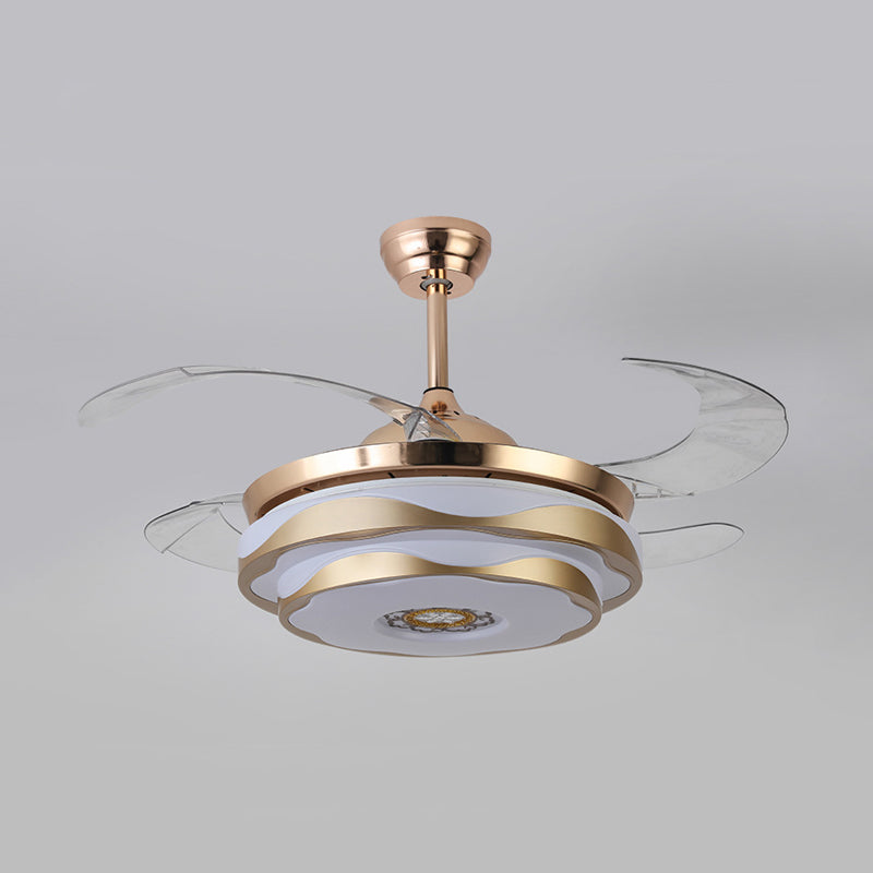 Metall Gold Anhänger Lüfterlampe kreisförmige LED 42 "breit modern