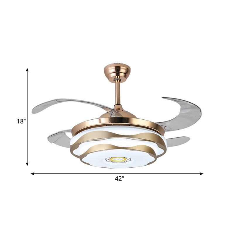 Metall Gold Anhänger Lüfterlampe kreisförmige LED 42 "breit modern