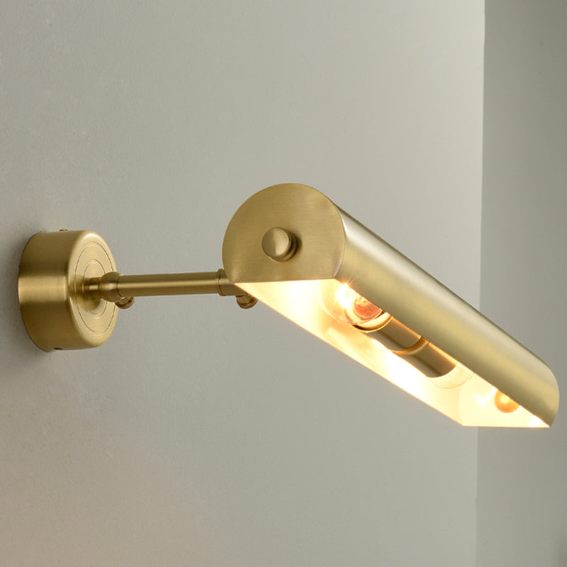 Modern Style Cylinder LED Wall Lamps Metal 2-Light Mirror Wall Lighting Ideas in Gold