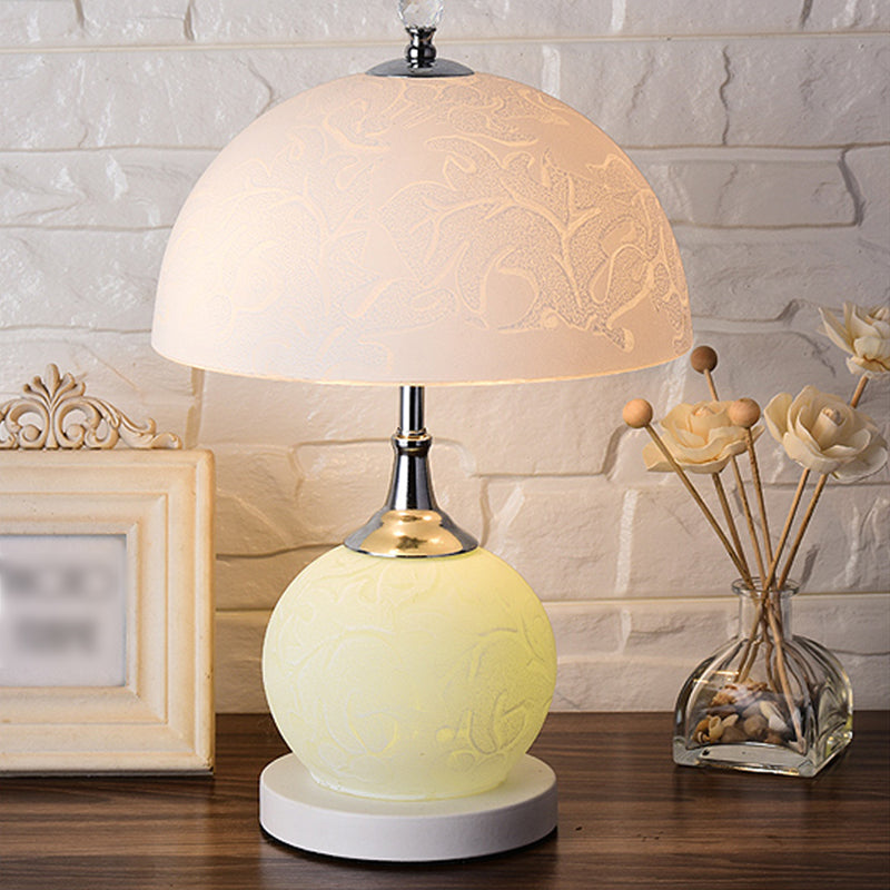 Lampada da tavolo a cupola in vetro contemporaneo a 2 luci da comodino per camera da letto