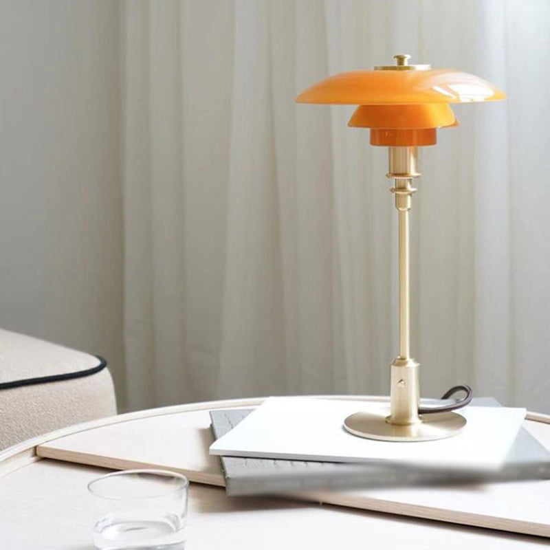 Lampada da tavolo a forma unica vetro contemporaneo 1 lampada da comodino leggero per camera da letto