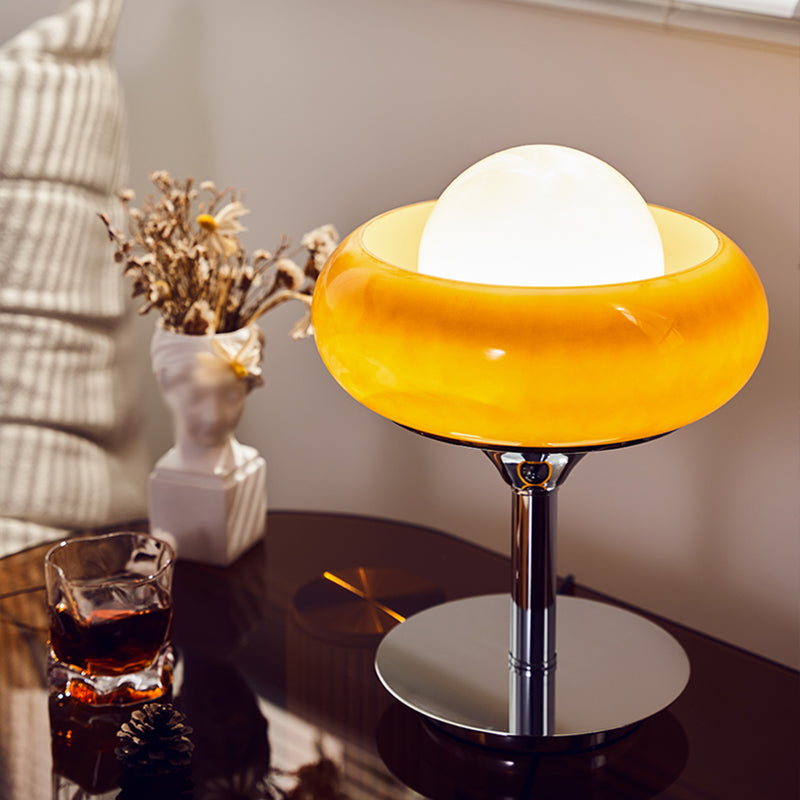 1 lampada da tavolo sfera leggera lampada da comodino in vetro contemporaneo in giallo