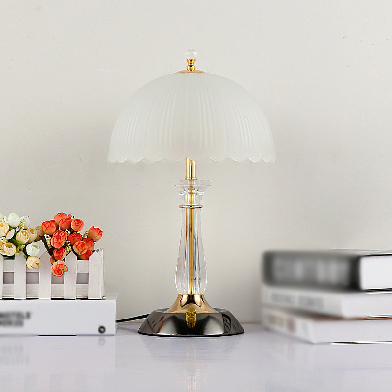 Lampada da tavolo a cupola in vetro contemporaneo 2 comodini leggeri per camera da letto in bianco