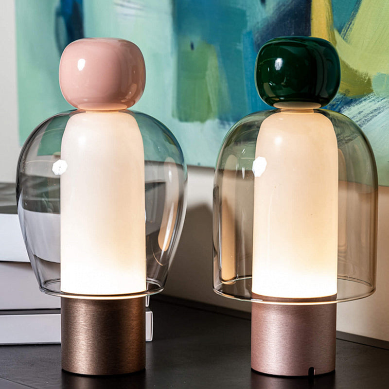1 Lampade da tavolo notturno di funghi leggeri lampade da comodino in vetro contemporaneo