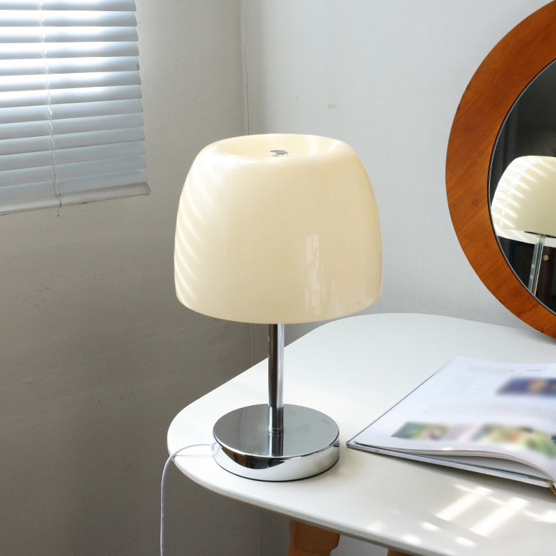 Lampade da tavolo da tamburo di tamburo in vetro contemporaneo 1 lampada da comodino leggero per camera da letto