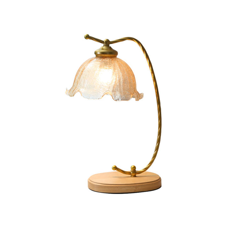 Lampe de nuit de forme de fleur en verre moderne 1 lampe de nuit légère en or