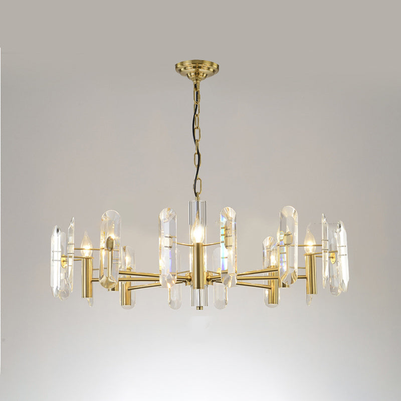 Modern Luxury Hanging Light Crystal Geometric Chandelier for Living Room