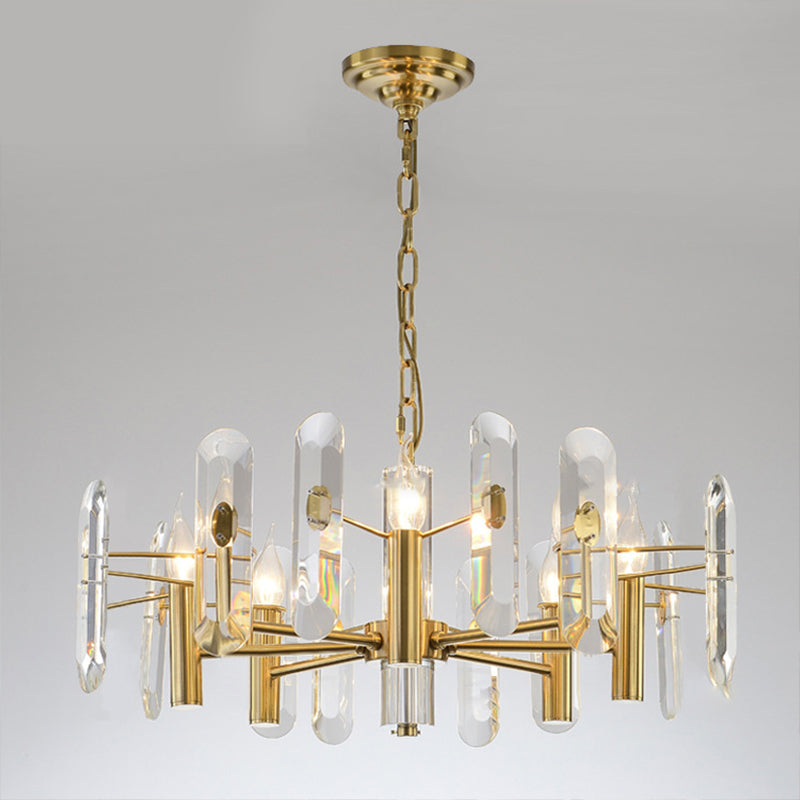 Modern Luxury Hanging Light Crystal Geometric Chandelier for Living Room
