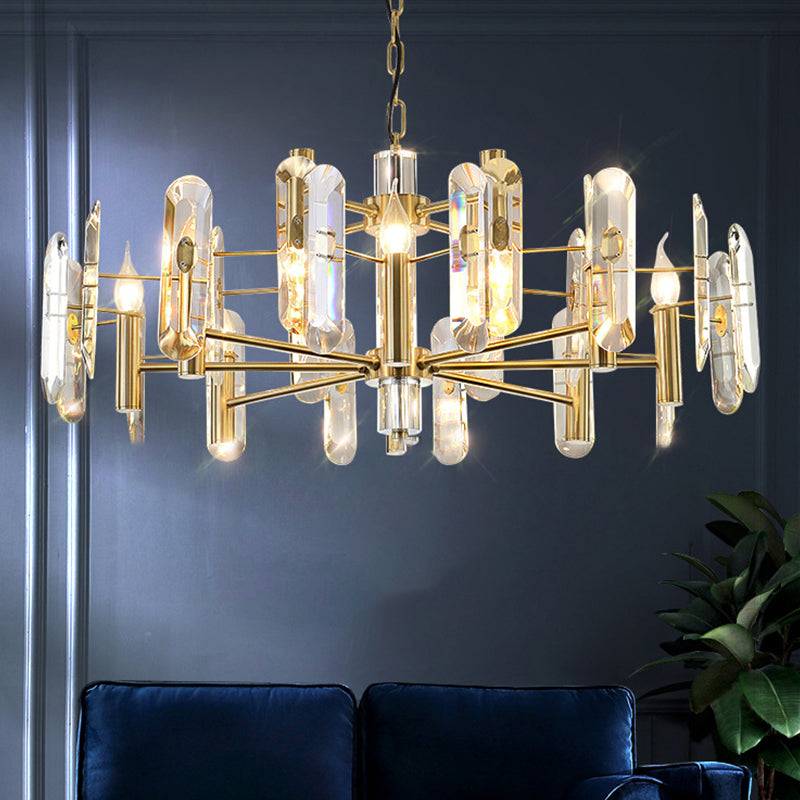 Modern Luxury Hanging Light Crystal Geometric Chandelier for Living Room