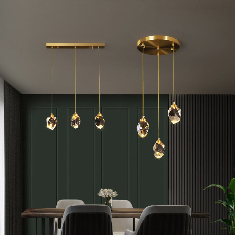Koper geometrische hangende lamp in moderne artistieke stijl kristallen led hanglamp voor eetkamer