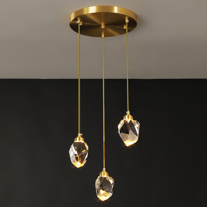 Koper geometrische hangende lamp in moderne artistieke stijl kristallen led hanglamp voor eetkamer