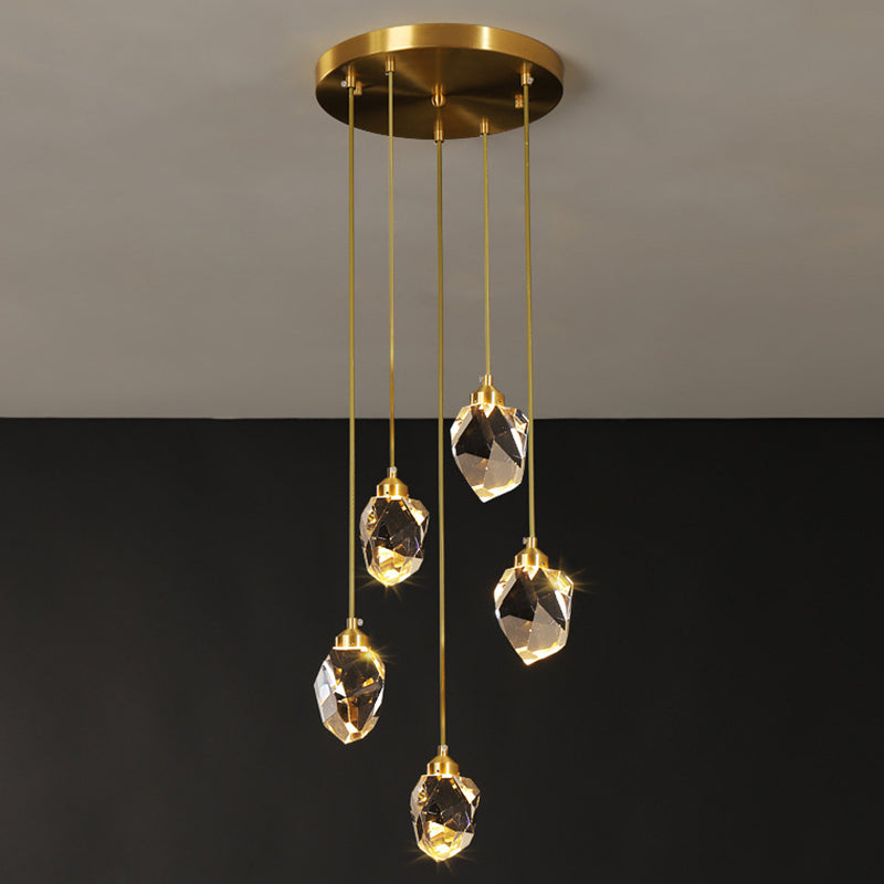 Koper geometrische hangende lamp in moderne artistieke stijl kristallen led hanglamp voor eetkamer