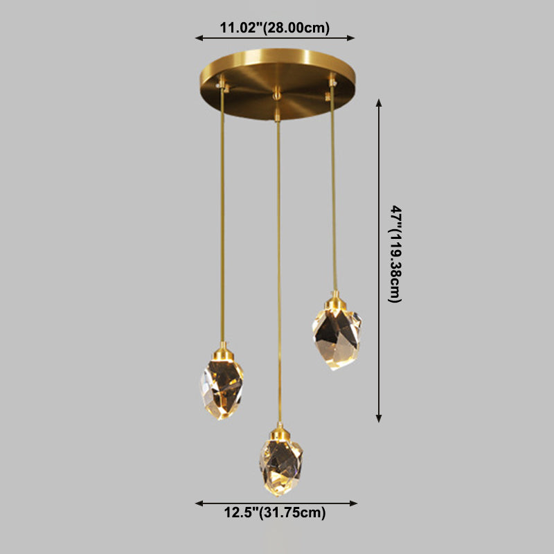 Koper geometrische hangende lamp in moderne artistieke stijl kristallen led hanglamp voor eetkamer