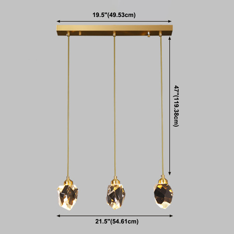 Koper geometrische hangende lamp in moderne artistieke stijl kristallen led hanglamp voor eetkamer
