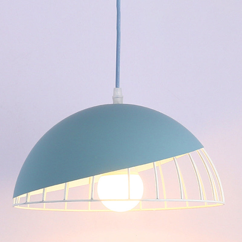 Moderne creatieve macaron hanglamp ijzer halfrond hangende lamp met aluminium schaduw
