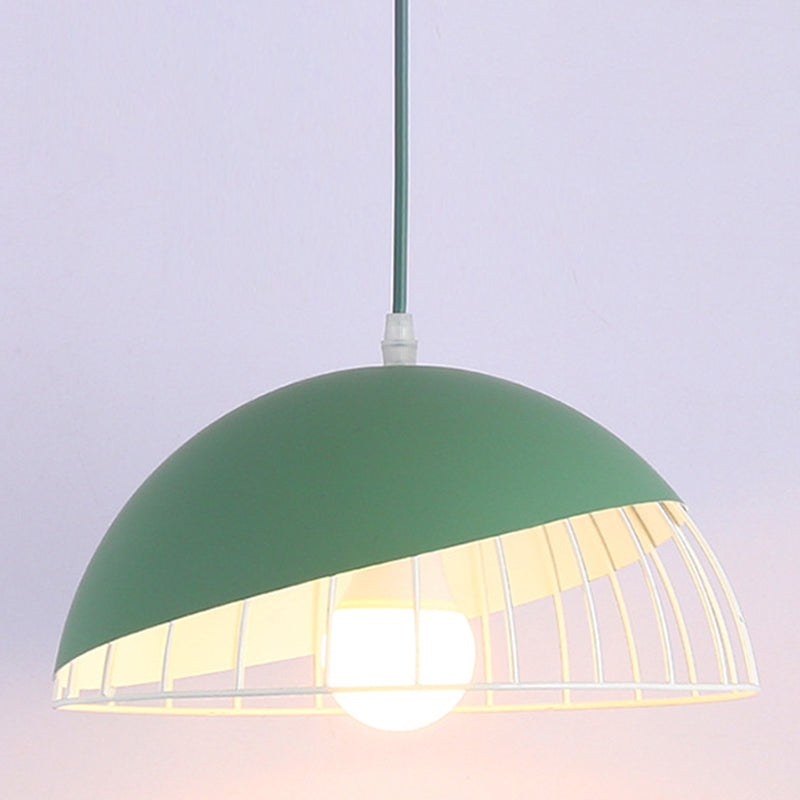 Moderne creatieve macaron hanglamp ijzer halfrond hangende lamp met aluminium schaduw