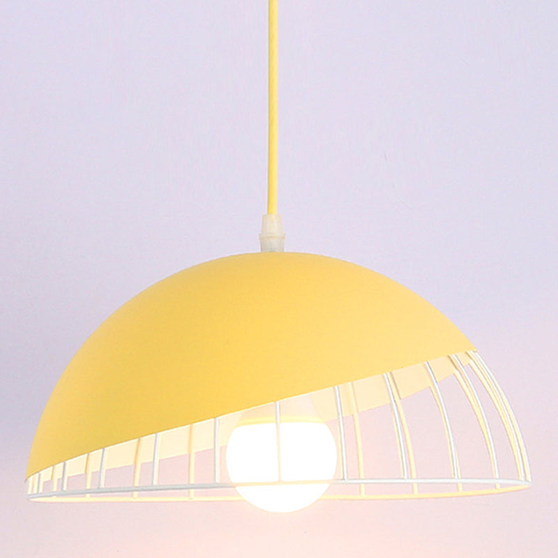 Moderne creatieve macaron hanglamp ijzer halfrond hangende lamp met aluminium schaduw