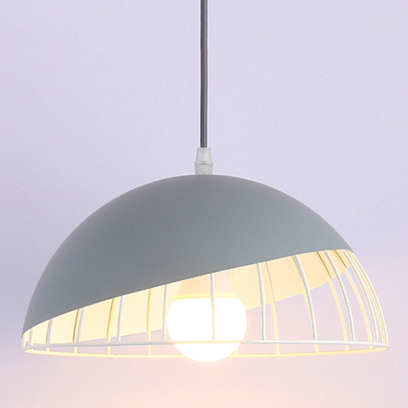 Moderne creatieve macaron hanglamp ijzer halfrond hangende lamp met aluminium schaduw