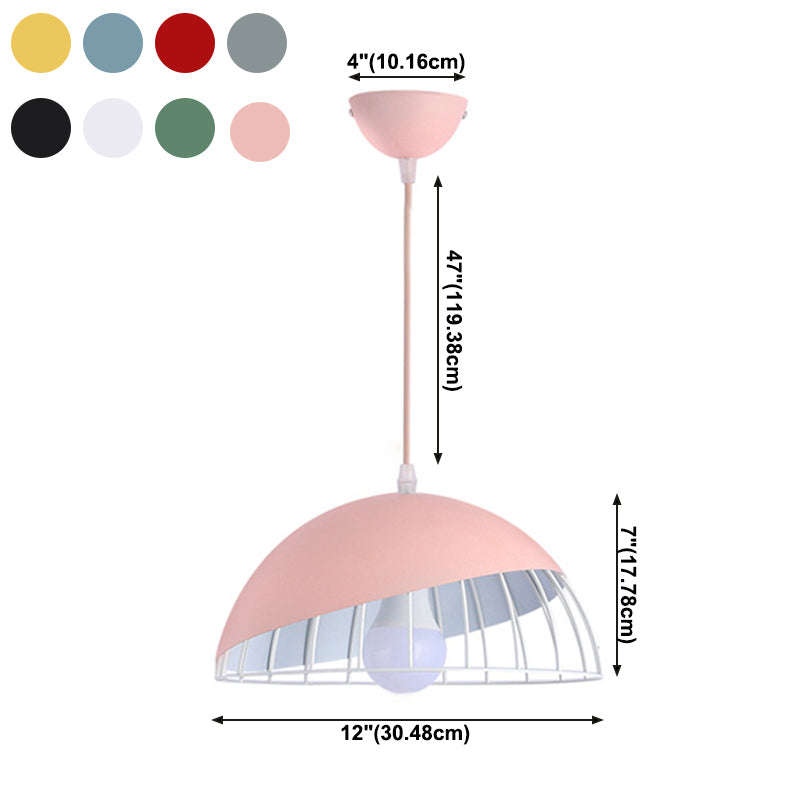 Moderne creatieve macaron hanglamp ijzer halfrond hangende lamp met aluminium schaduw
