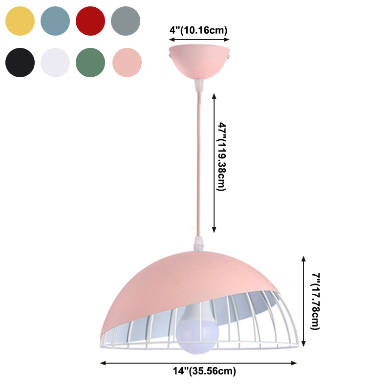 Moderne creatieve macaron hanglamp ijzer halfrond hangende lamp met aluminium schaduw