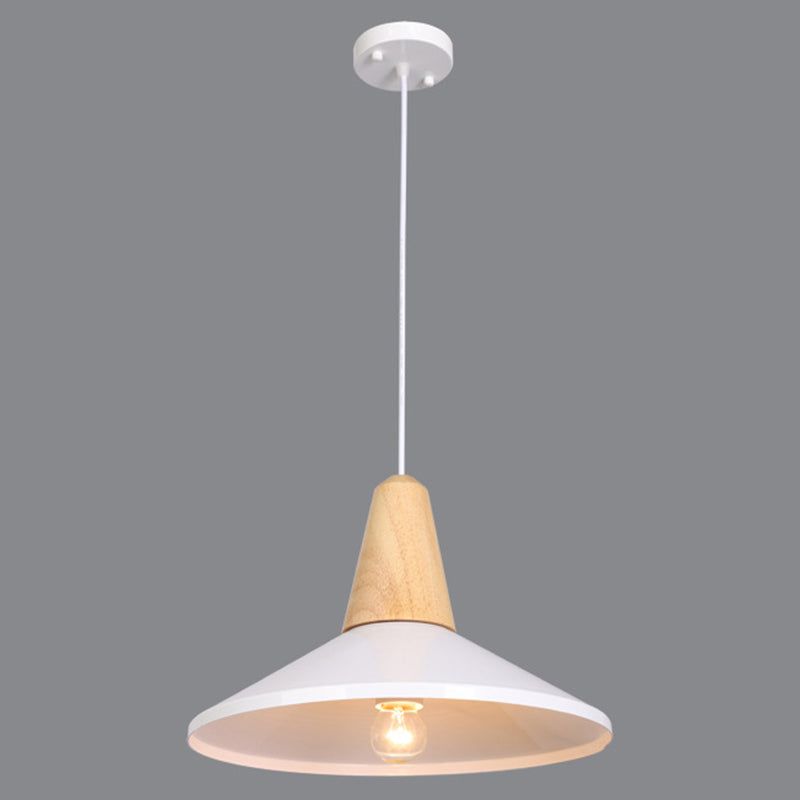 Houten kegel hanglamp in moderne beknopte stijl gelakte ijzeren macaron hangende lamp