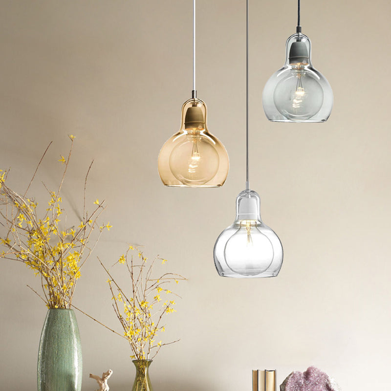 Moderne künstlerische Drum Anhänger Leichte schmiedeeisere Hanglampe mit Doppelglasschatten