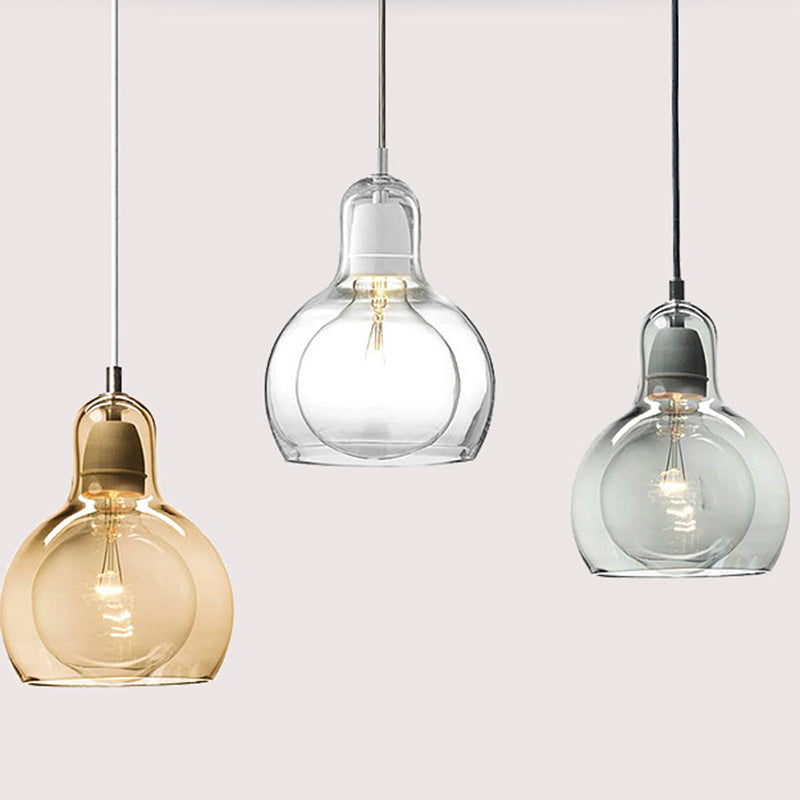 Moderne künstlerische Drum Anhänger Leichte schmiedeeisere Hanglampe mit Doppelglasschatten