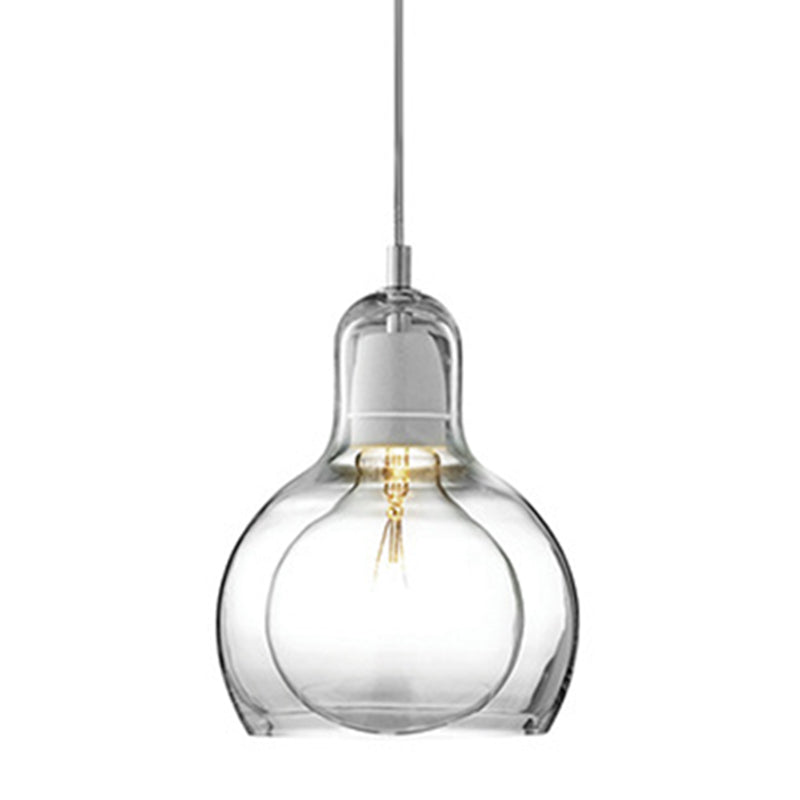 Moderne künstlerische Drum Anhänger Leichte schmiedeeisere Hanglampe mit Doppelglasschatten