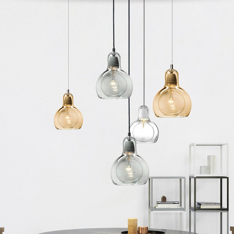 Moderne künstlerische Drum Anhänger Leichte schmiedeeisere Hanglampe mit Doppelglasschatten