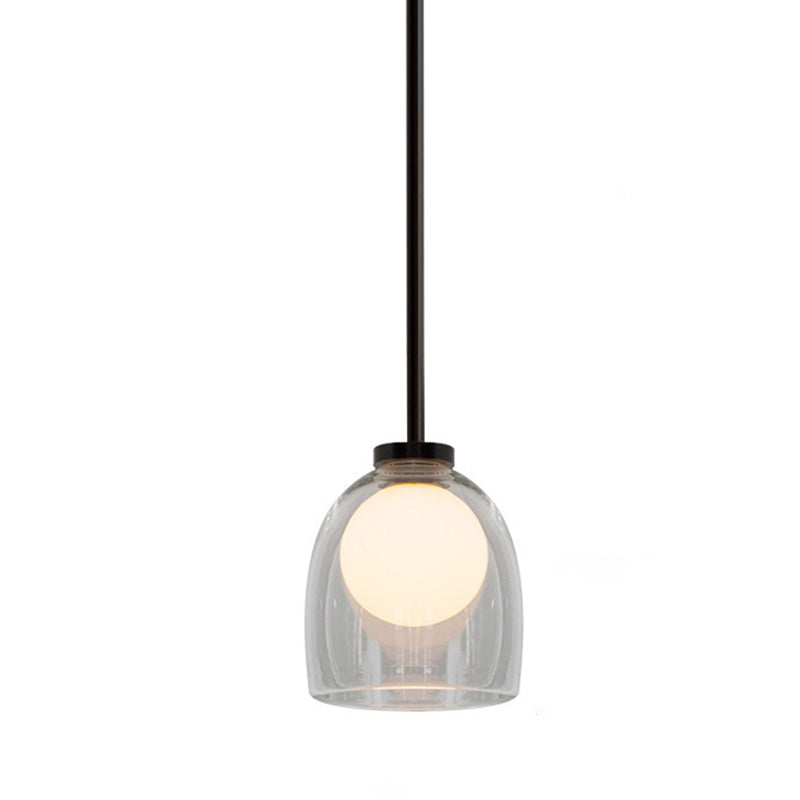 Glazen bel hanglamp in moderne beknopte stijl gelakte ijzeren hangende lamp voor slaapkamer