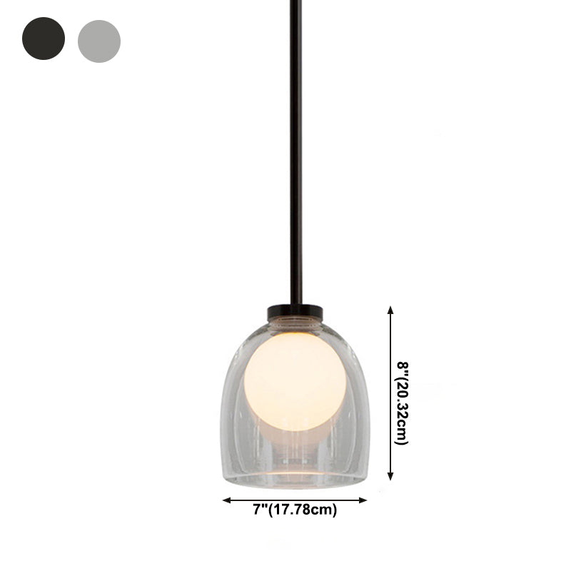 Glazen bel hanglamp in moderne beknopte stijl gelakte ijzeren hangende lamp voor slaapkamer