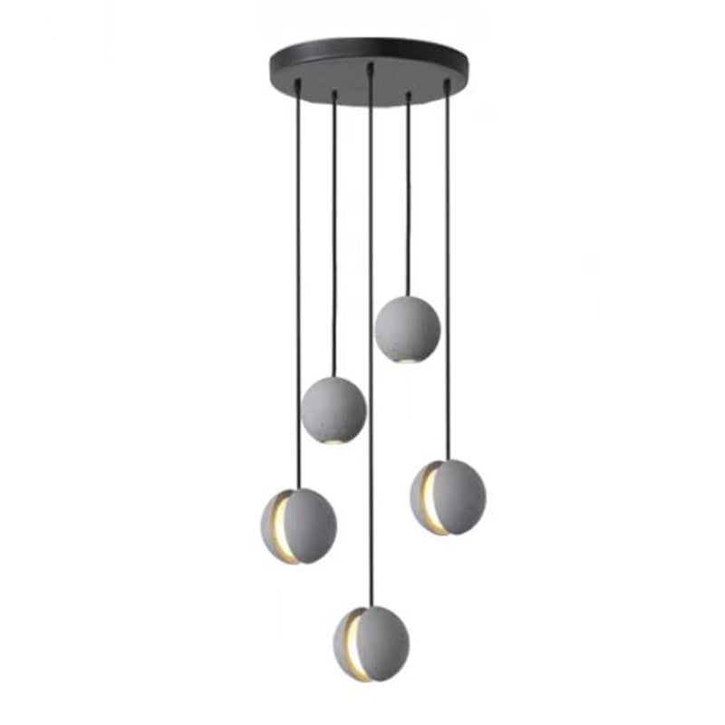 Modern Artistic LED Pendant Light Cement Globe Hanging Lamp with Acrylic Shade