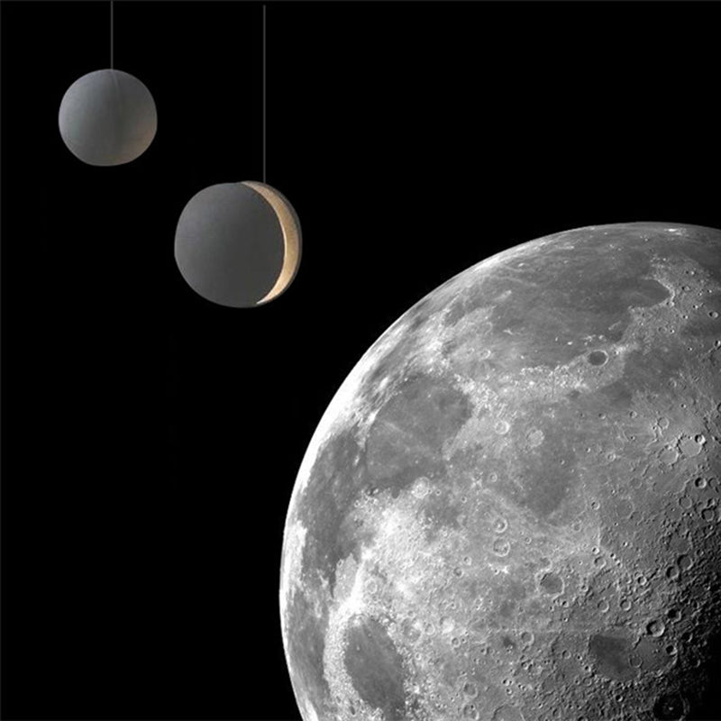 Modern Artistic LED Pendant Light Cement Globe Hanging Lamp with Acrylic Shade