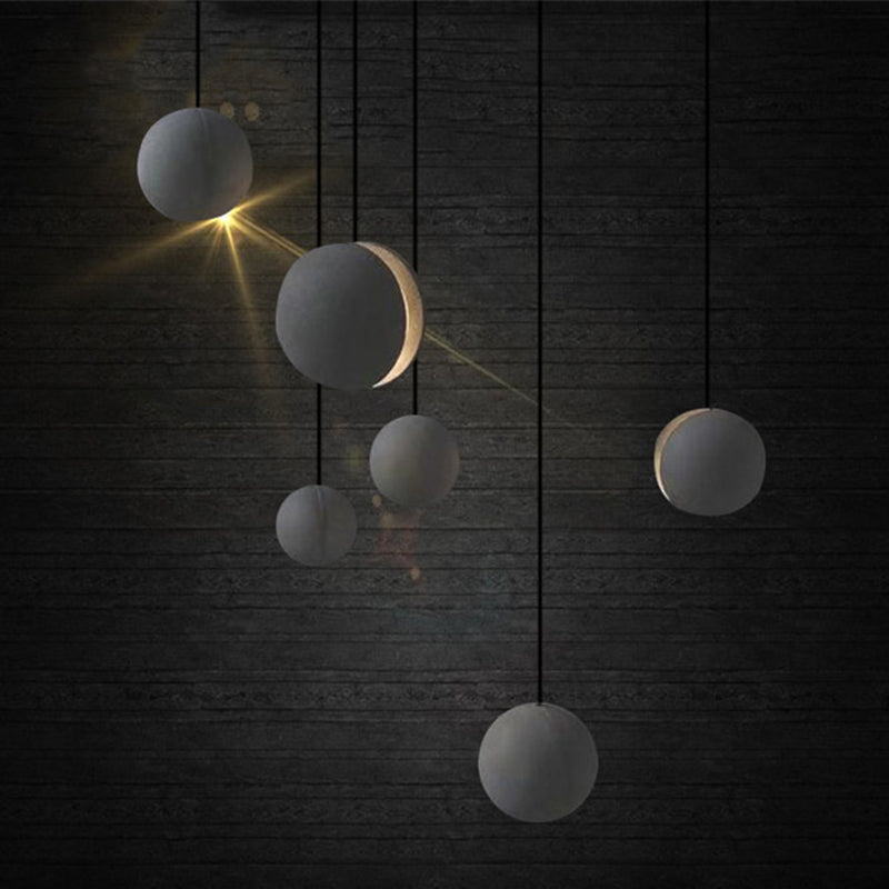 Modern Artistic LED Pendant Light Cement Globe Hanging Lamp with Acrylic Shade