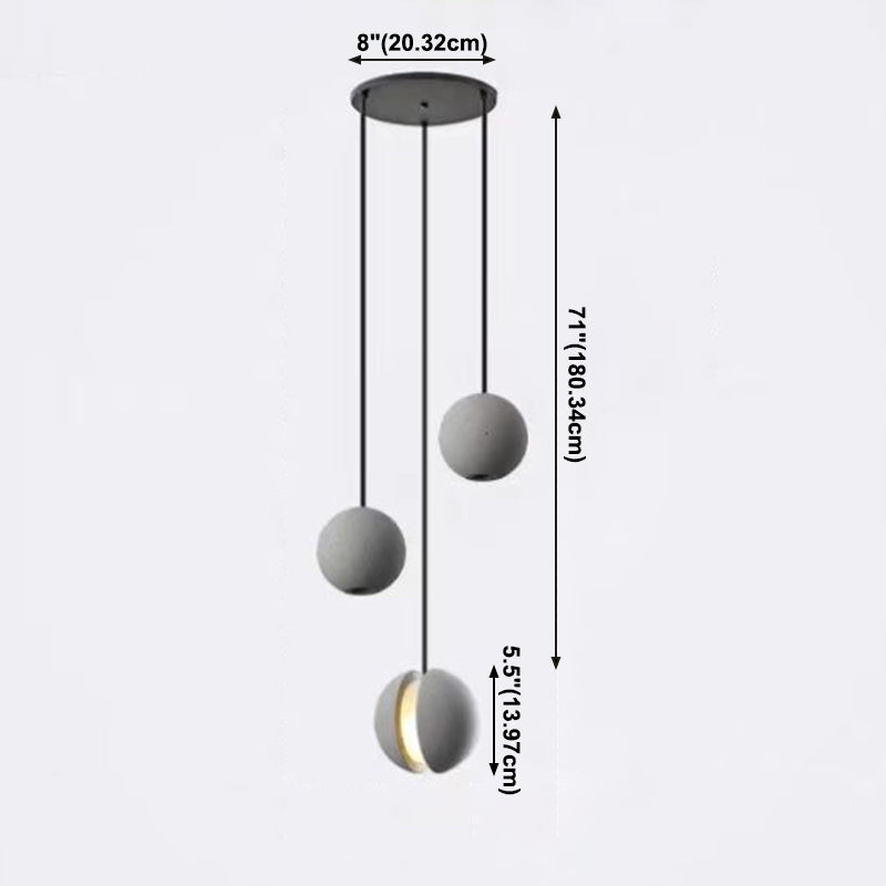 Modern Artistic LED Pendant Light Cement Globe Hanging Lamp with Acrylic Shade