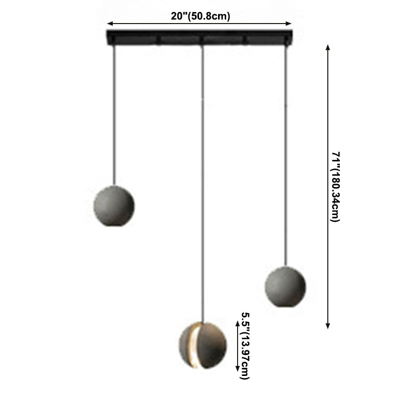 Modern Artistic LED Pendant Light Cement Globe Hanging Lamp with Acrylic Shade