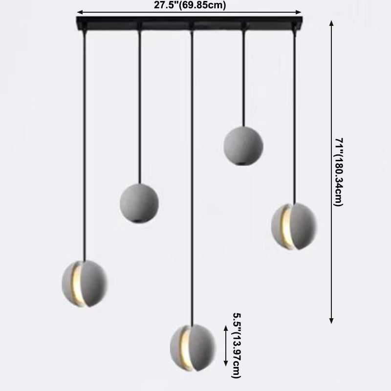 Modern Artistic LED Pendant Light Cement Globe Hanging Lamp with Acrylic Shade