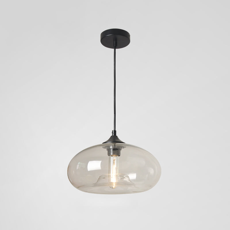 Moderne creatieve single hanging lamp smeedijzeren trommel hanglamp met glazen schaduw