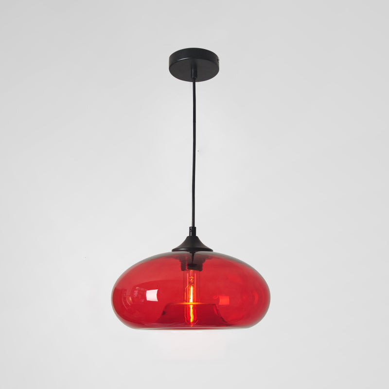 Moderne creatieve single hanging lamp smeedijzeren trommel hanglamp met glazen schaduw