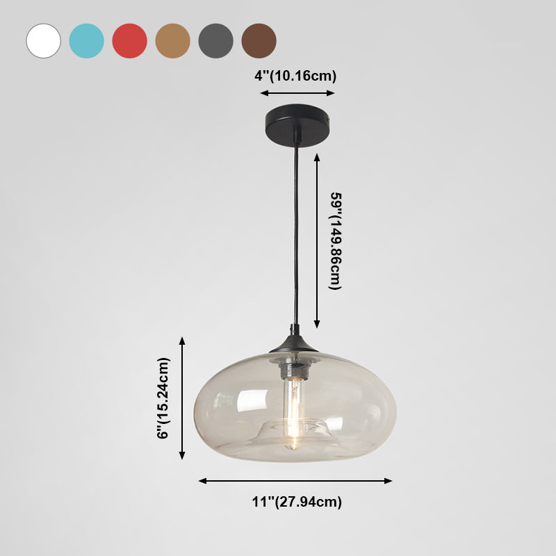 Moderne creatieve single hanging lamp smeedijzeren trommel hanglamp met glazen schaduw