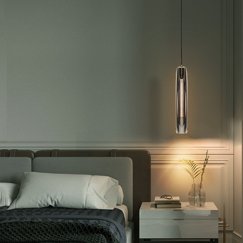 Moderne artistieke indoor hanger lichte koperen cilindrische hangende lamp met kristalschaduw