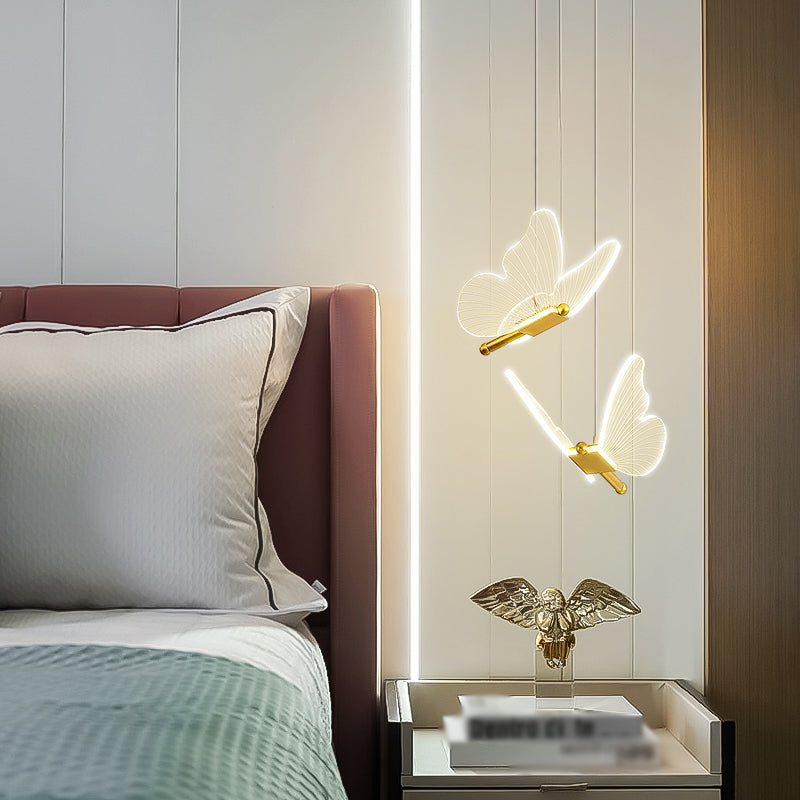 Acryl Gouden LED hanglamp in moderne artistieke stijl smeedijzeren vlinderhangende lamp