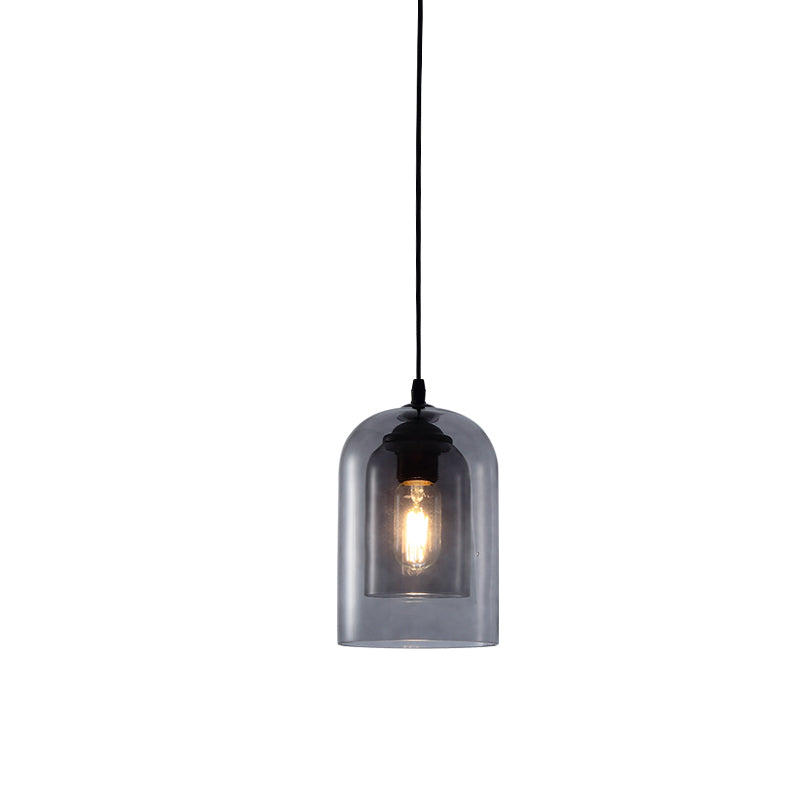 Glazen zwarte hanglamp in moderne creatieve stijl Iron Bell Hanging Lamp voor eetkamer