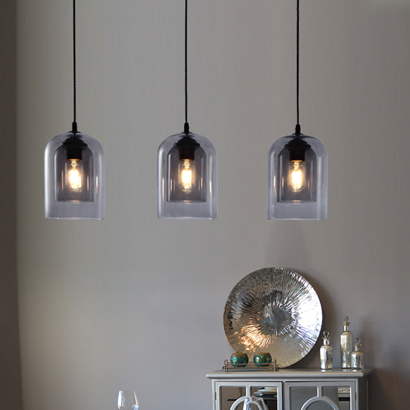 Glazen zwarte hanglamp in moderne creatieve stijl Iron Bell Hanging Lamp voor eetkamer