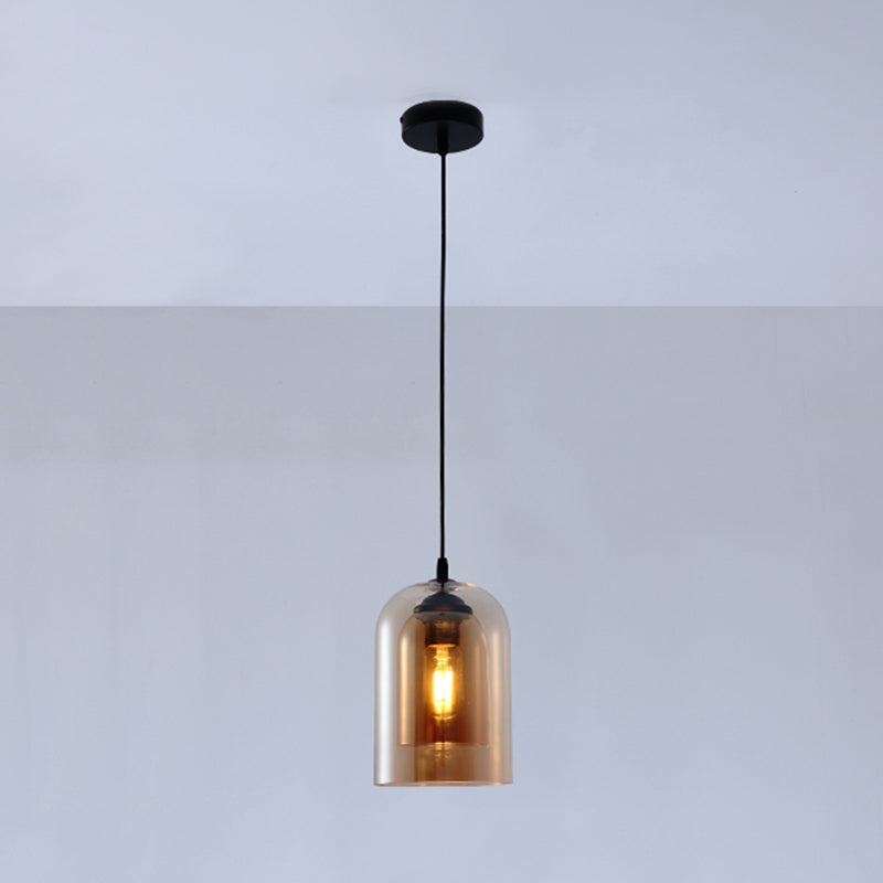 Glazen zwarte hanglamp in moderne creatieve stijl Iron Bell Hanging Lamp voor eetkamer