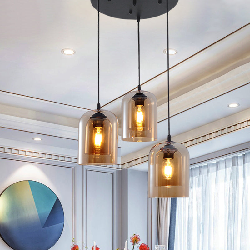 Glazen zwarte hanglamp in moderne creatieve stijl Iron Bell Hanging Lamp voor eetkamer