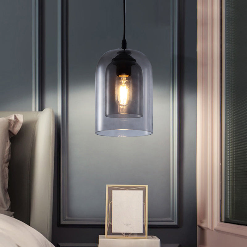 Glazen zwarte hanglamp in moderne creatieve stijl Iron Bell Hanging Lamp voor eetkamer